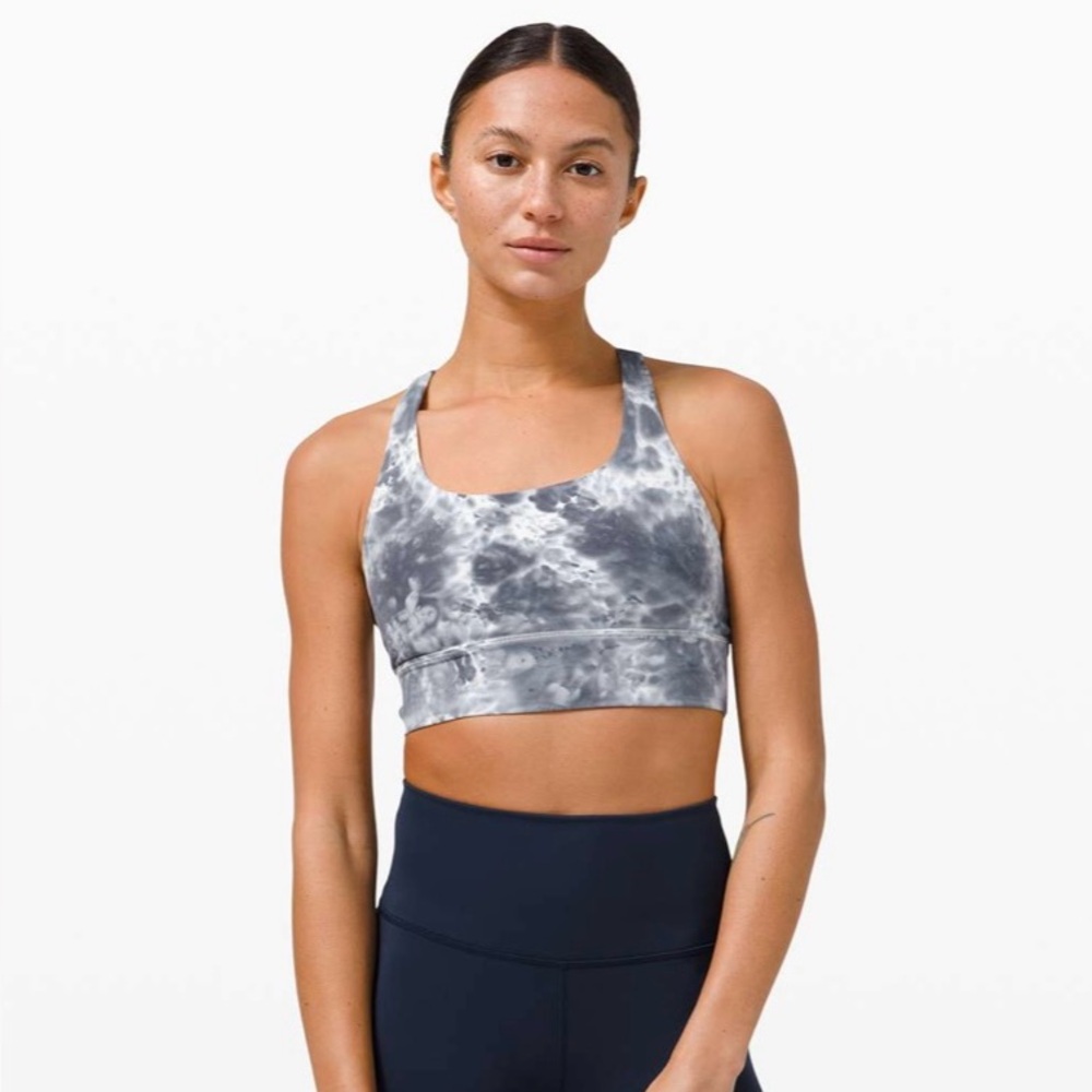 Lululemon Energy Bra Long Line *Tie Dye Marble Dye Classic Navy Size 14